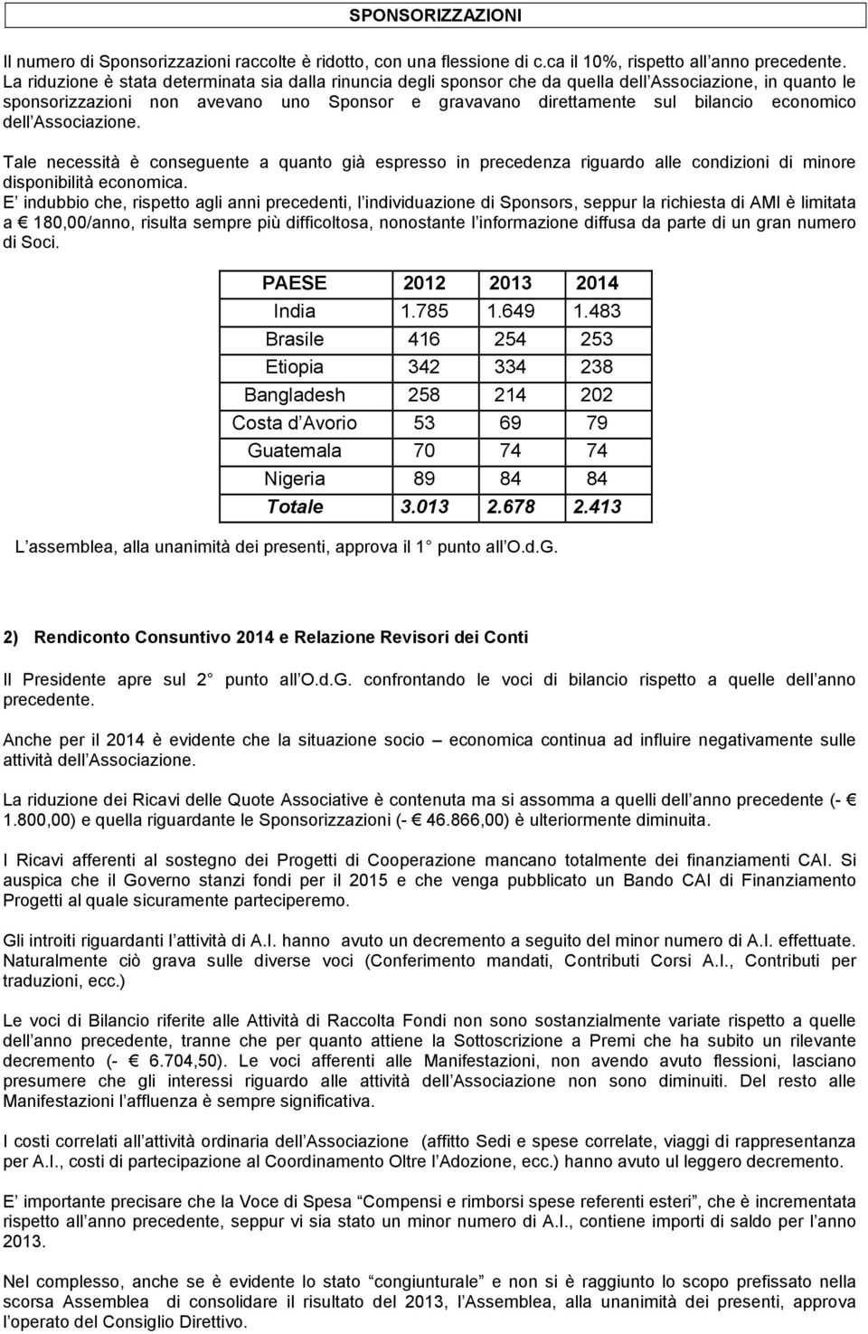 economico dell Associazione. Tale necessità è conseguente a quanto già espresso in precedenza riguardo alle condizioni di minore disponibilità economica.