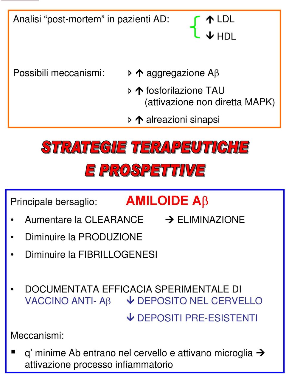 PRODUZIONE Diminuire la FIBRILLOGENESI DOCUMENTATA EFFICACIA SPERIMENTALE DI VACCINO ANTI- Aβ DEPOSITO NEL CERVELLO