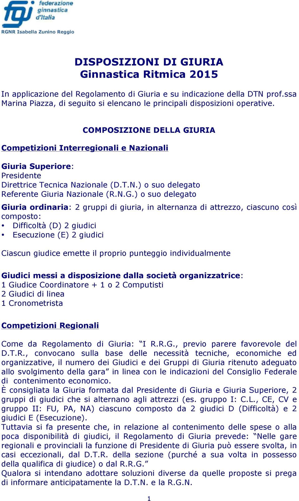 URIA Competizioni Interregionali e Nazionali Gi