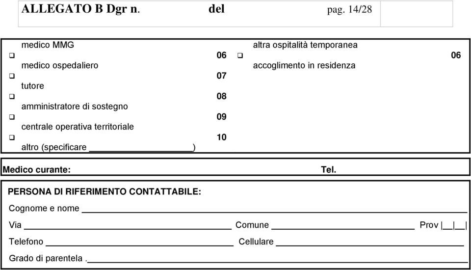 centrale operativa territoriale 10 altro (specificare ) Medico curante: altra