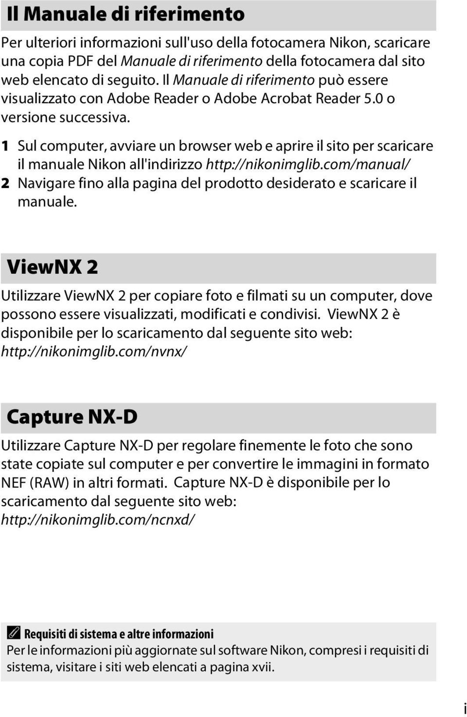 1 Sul computer, avviare un browser web e aprire il sito per scaricare il manuale Nikon all'indirizzo http://nikonimglib.