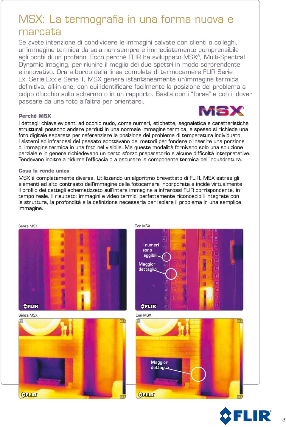 Ora a bordo della linea completa di termocamere FLIR Serie Ex, Serie Exx e Serie T, MSX genera istantaneamente un'immagine termica definitiva, all-in-one, con cui identificare facilmente la posizione