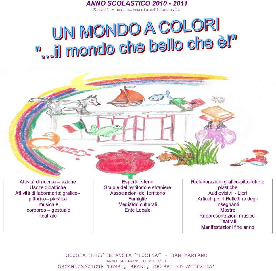 C.) PROGETTO LETTURA prestito libri incontri con l autore I nonni raccontano Costruzione di libri ( anni 3 4 5 ) LABORATORIO DI MANIPOLAZIONE E PITTURA L atelier dei colori (anni 3 4 5 in gruppi