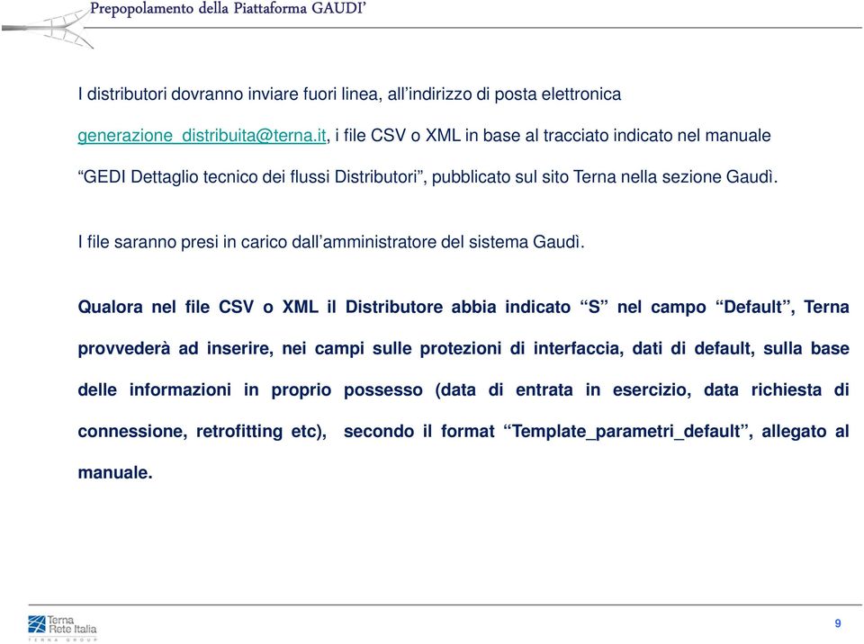 I file saranno presi in carico dall amministratore del sistema Gaudì.