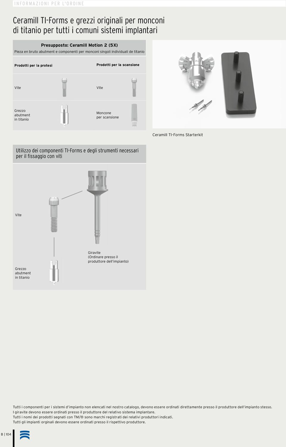 la protesi Prodotti per la scansione Ceramill TI-Forms Starterkit Utilizzo dei componenti TI-Forms e