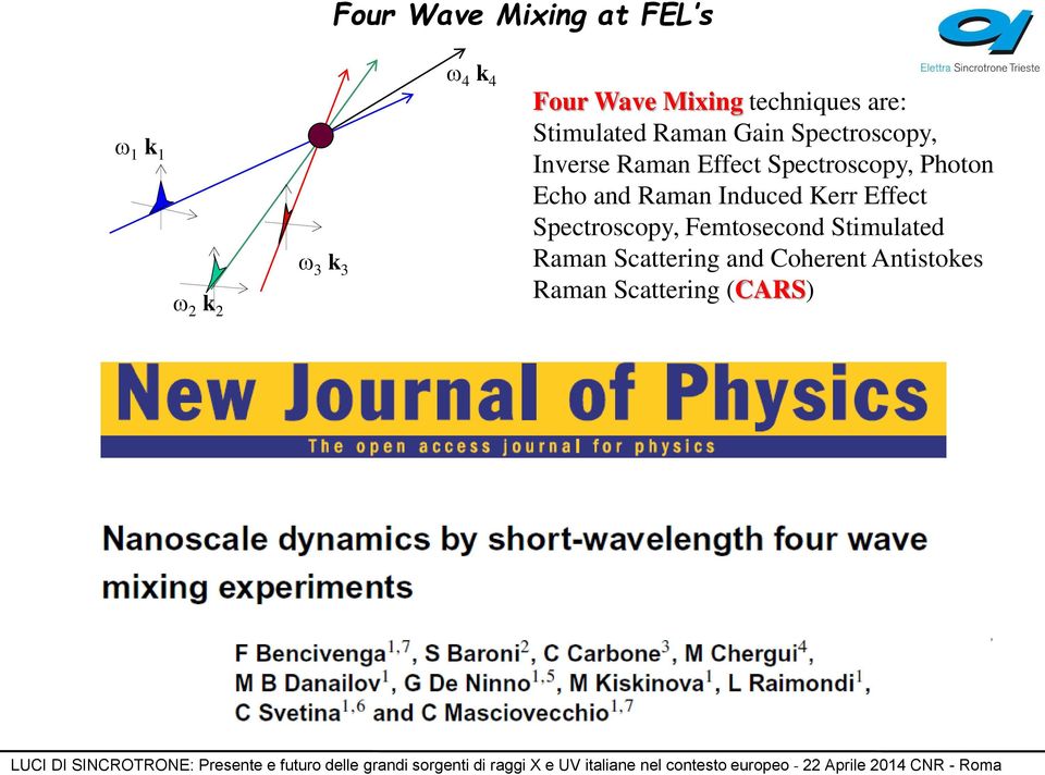 Antistokes Raman Scattering (CARS) Measure the coherence between the two different sites tuning energies and time delay makes possible to