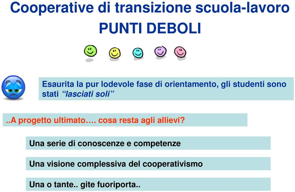 .a progetto ultimato. cosa resta agli allievi?