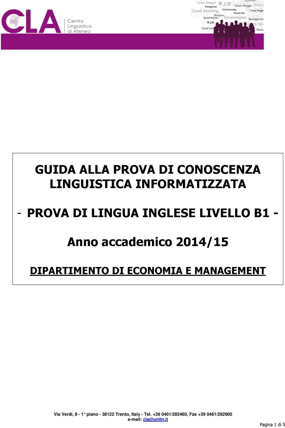 LIVELLO B1 - Anno accademico 2014/15