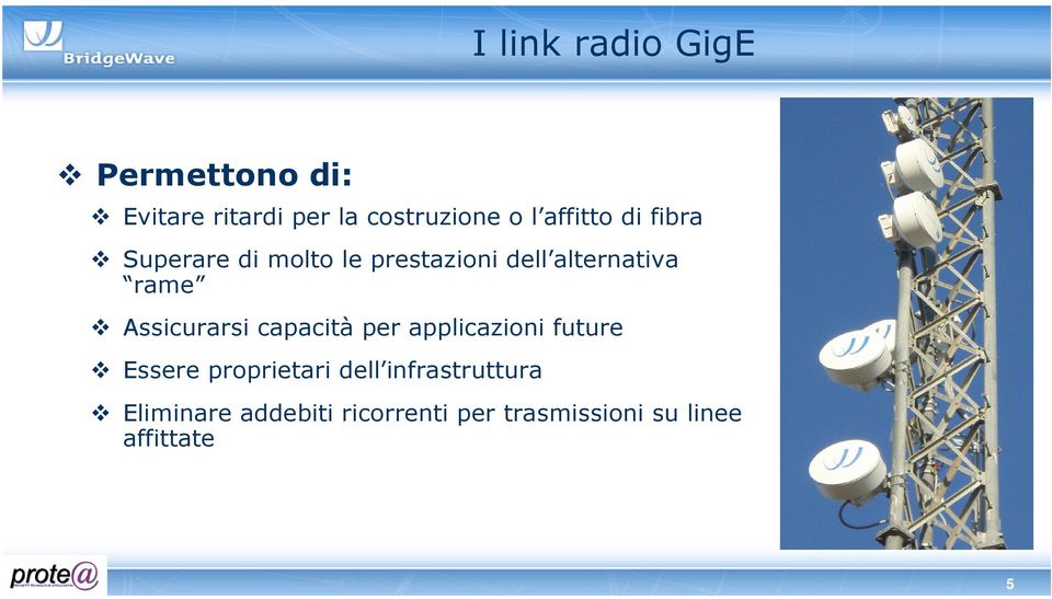 Assicurarsi capacità per applicazioni future Essere proprietari dell