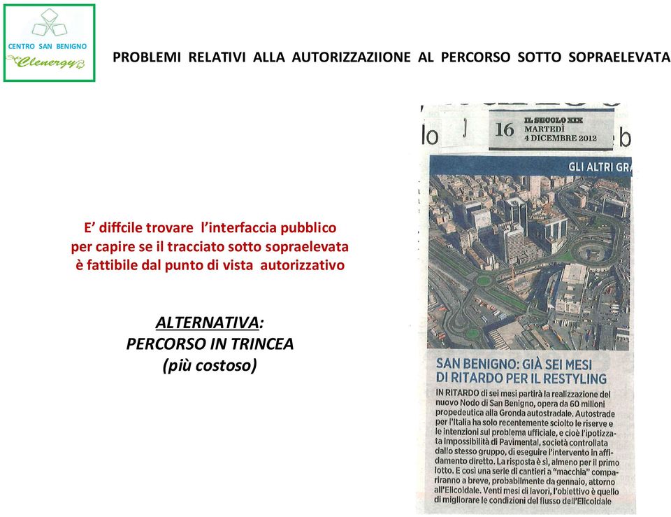 pubblico per capire se il tracciato sotto sopraelevata è fattibile