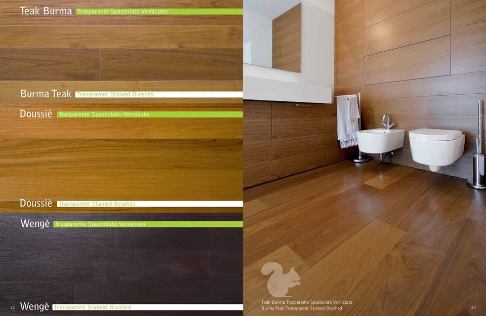 Stained Brushed Trasparente Spazzolato Verniciato Wengè Teak Burma Trasparente