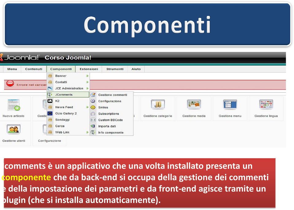 gestione dei commenti e della impostazione dei parametri e