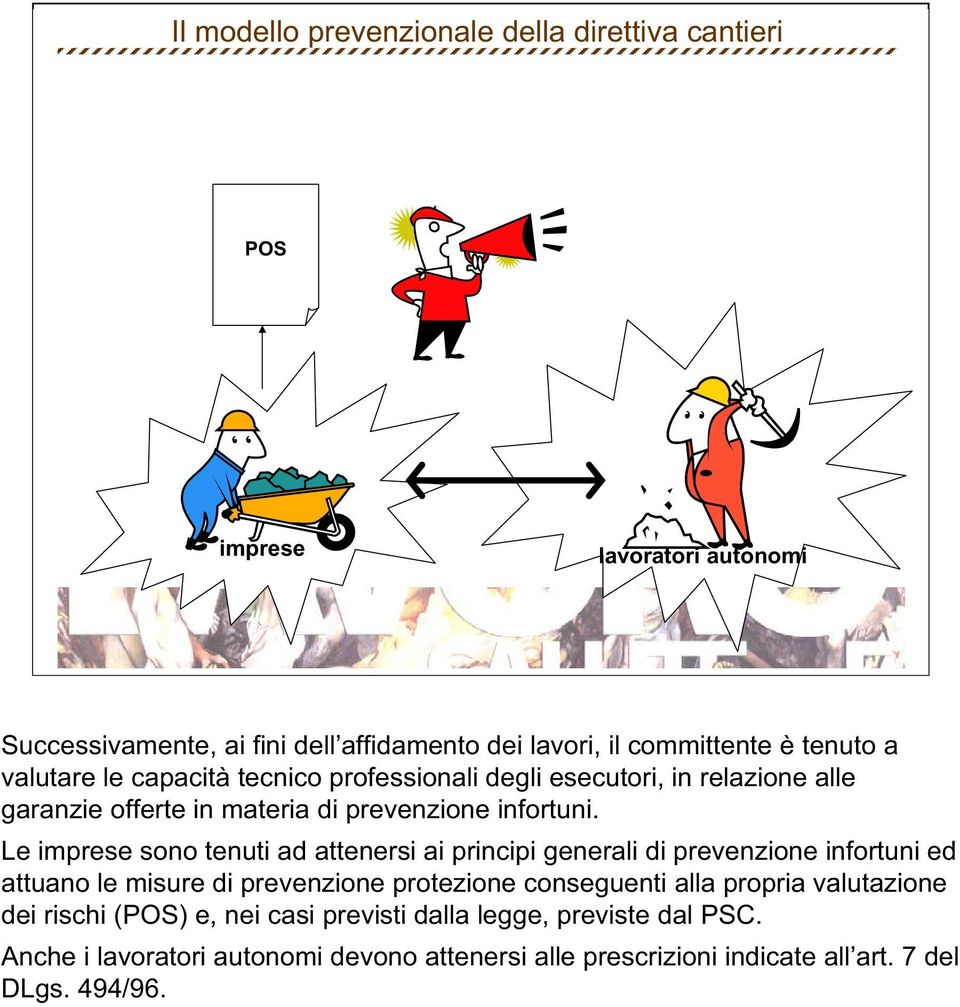 Le imprese sono tenuti ad attenersi ai principi generali di prevenzione infortuni ed attuano le misure di prevenzione protezione conseguenti