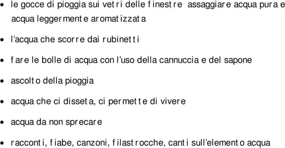 cannuccia e del sapone ascolto della pioggia acqua che ci disseta, ci permette di