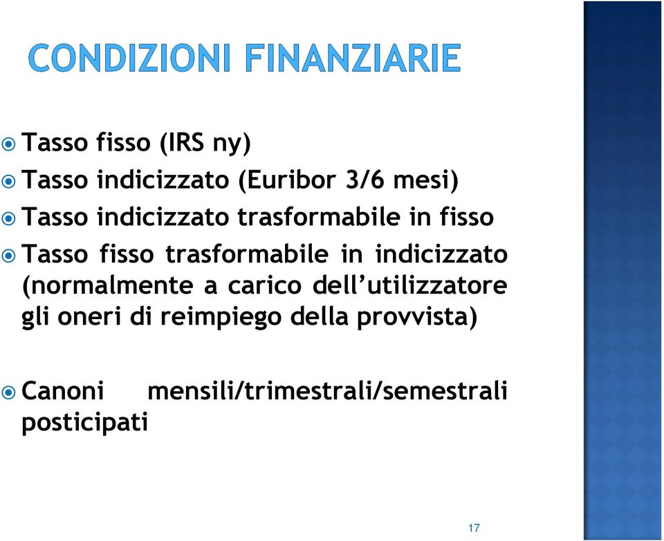 indicizzato (normalmente a carico dell utilizzatore gli oneri di