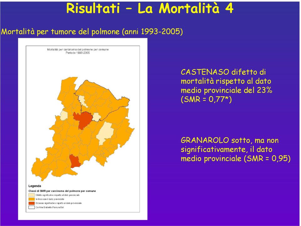 dato medio provinciale del 23% (SMR = 0,77*) GRANAROLO sotto,