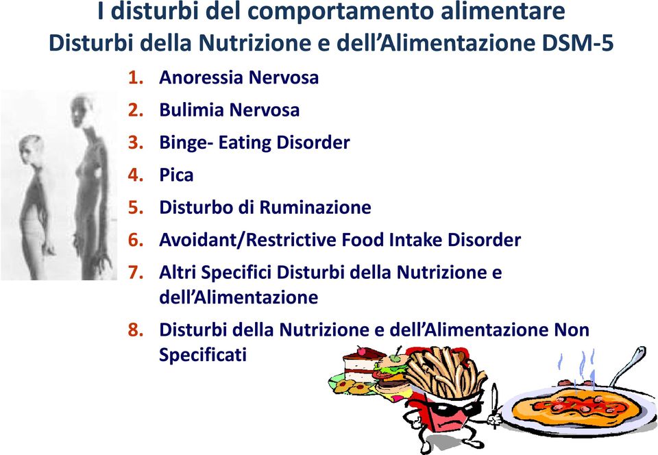 Disturbo di Ruminazione 6. Avoidant/Restrictive Food Intake Disorder 7.