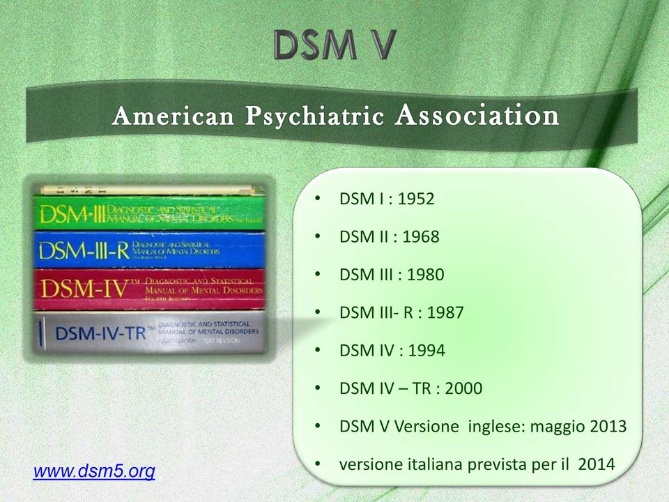 2000 DSM V Versione inglese: maggio 2013 www.