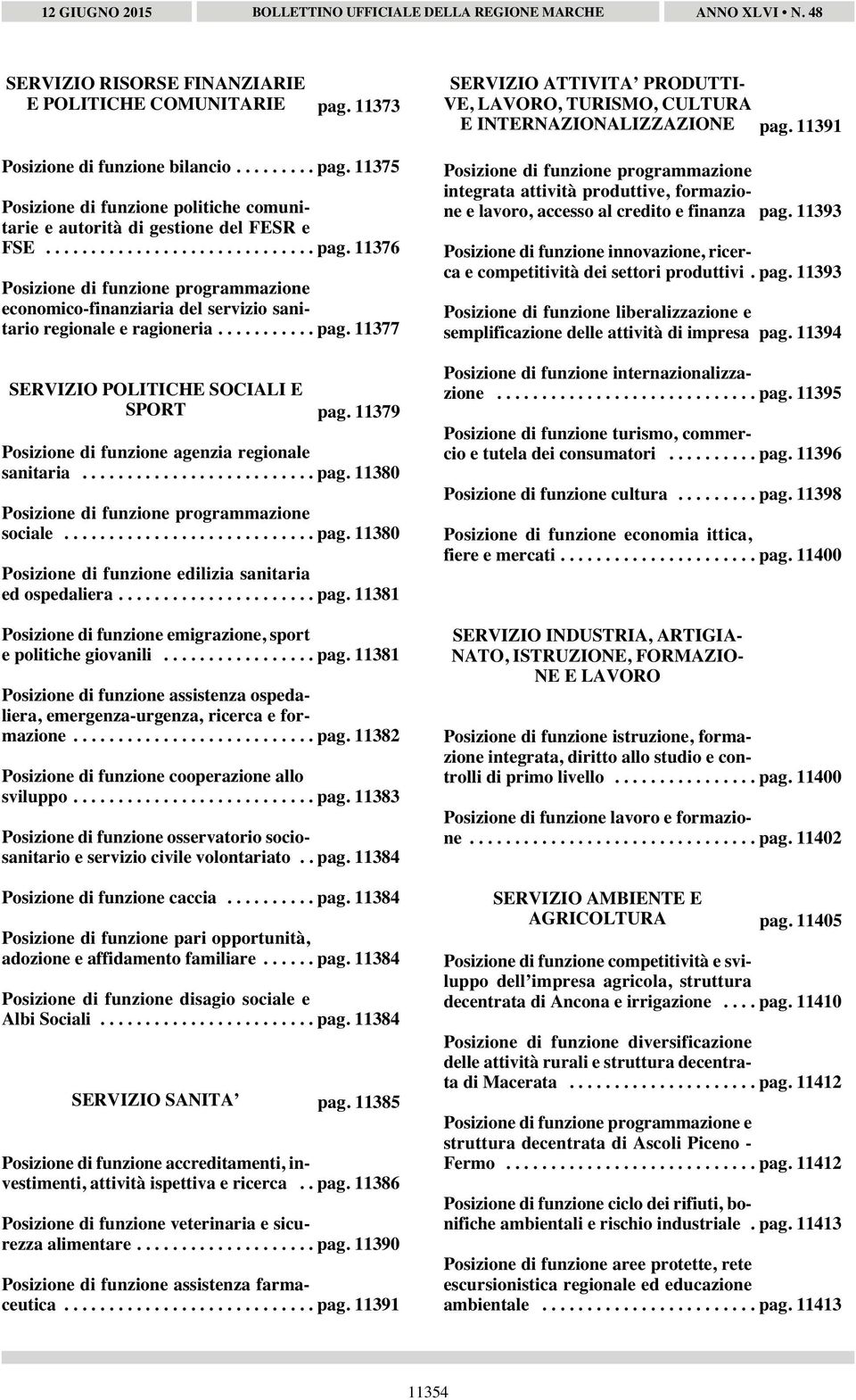 11379 Posizione di funzione agenzia regionale sanitaria.......................... pag. 11380 Posizione di funzione programmazione sociale............................ pag. 11380 Posizione di funzione edilizia sanitaria ed ospedaliera.