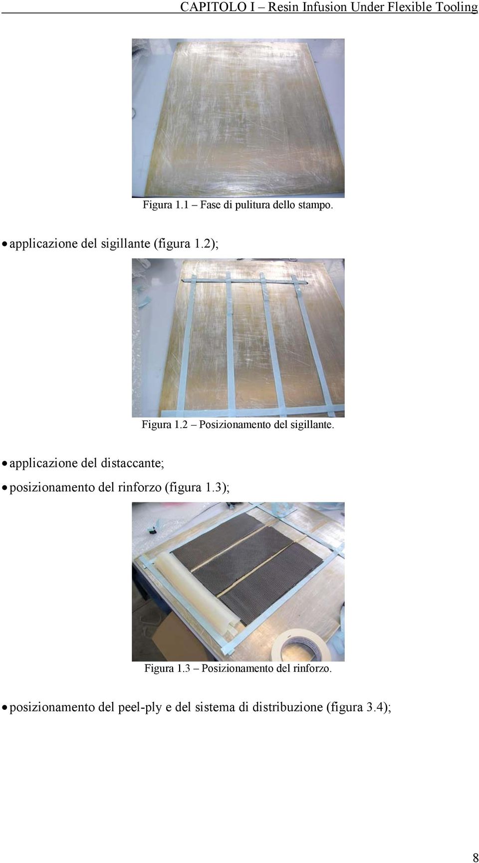 applicazione del distaccante; posizionamento del rinforzo (figura 1.3); Figura 1.