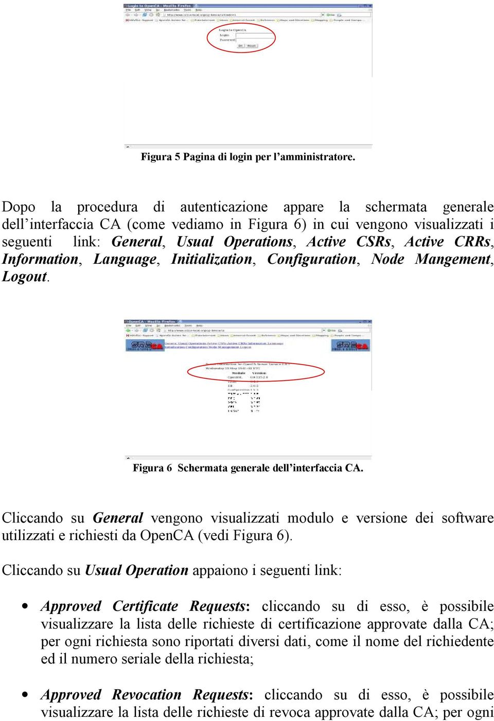 Active CRRs, Information, Language, Initialization, Configuration, Node Mangement, Logout. Figura 6 Schermata generale dell interfaccia CA.