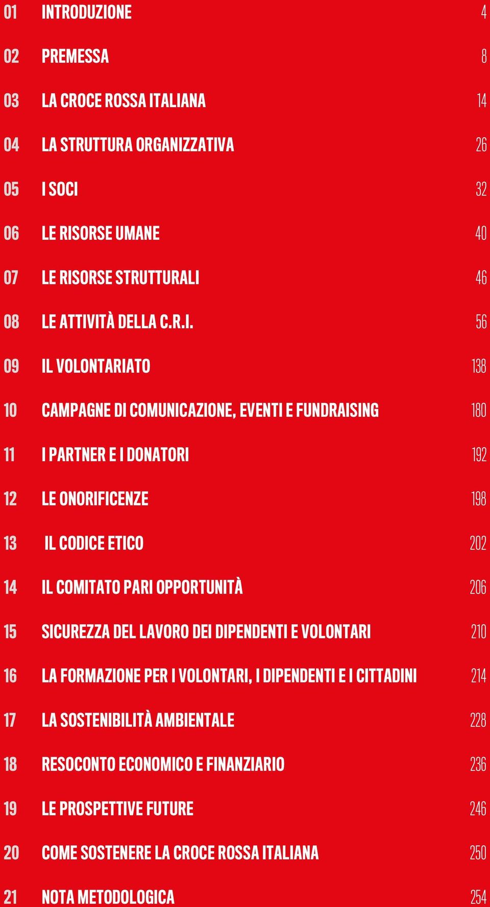 ETICO 202 14 IL COMITATO PARI OPPORTUNITÀ 206 15 SICUREZZA DEL LAVORO DEI DIPENDENTI E VOLONTARI 210 16 LA FORMAZIONE PER I VOLONTARI, I DIPENDENTI E I CITTADINI 214 17