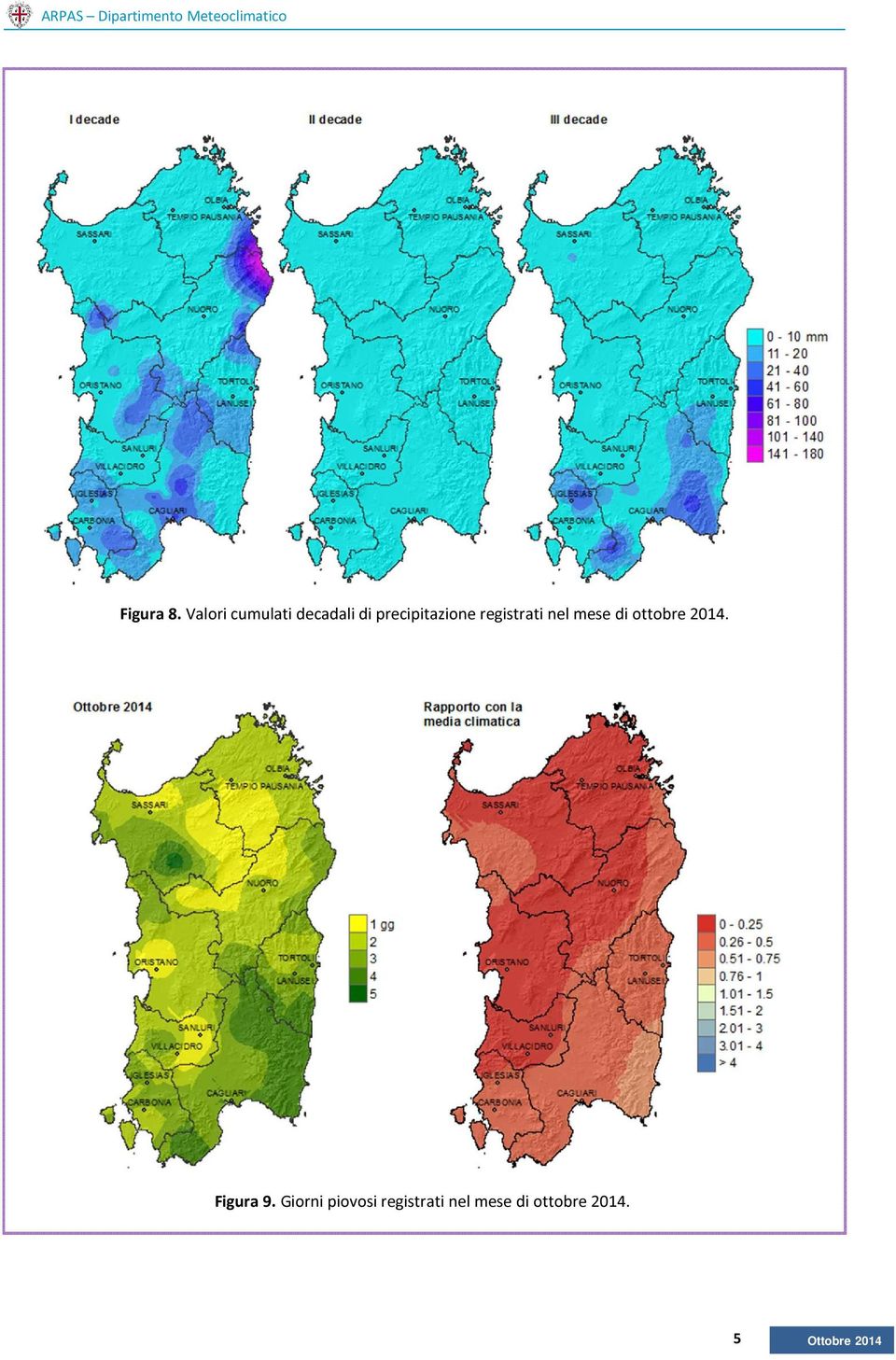 precipitazione registrati nel mese di