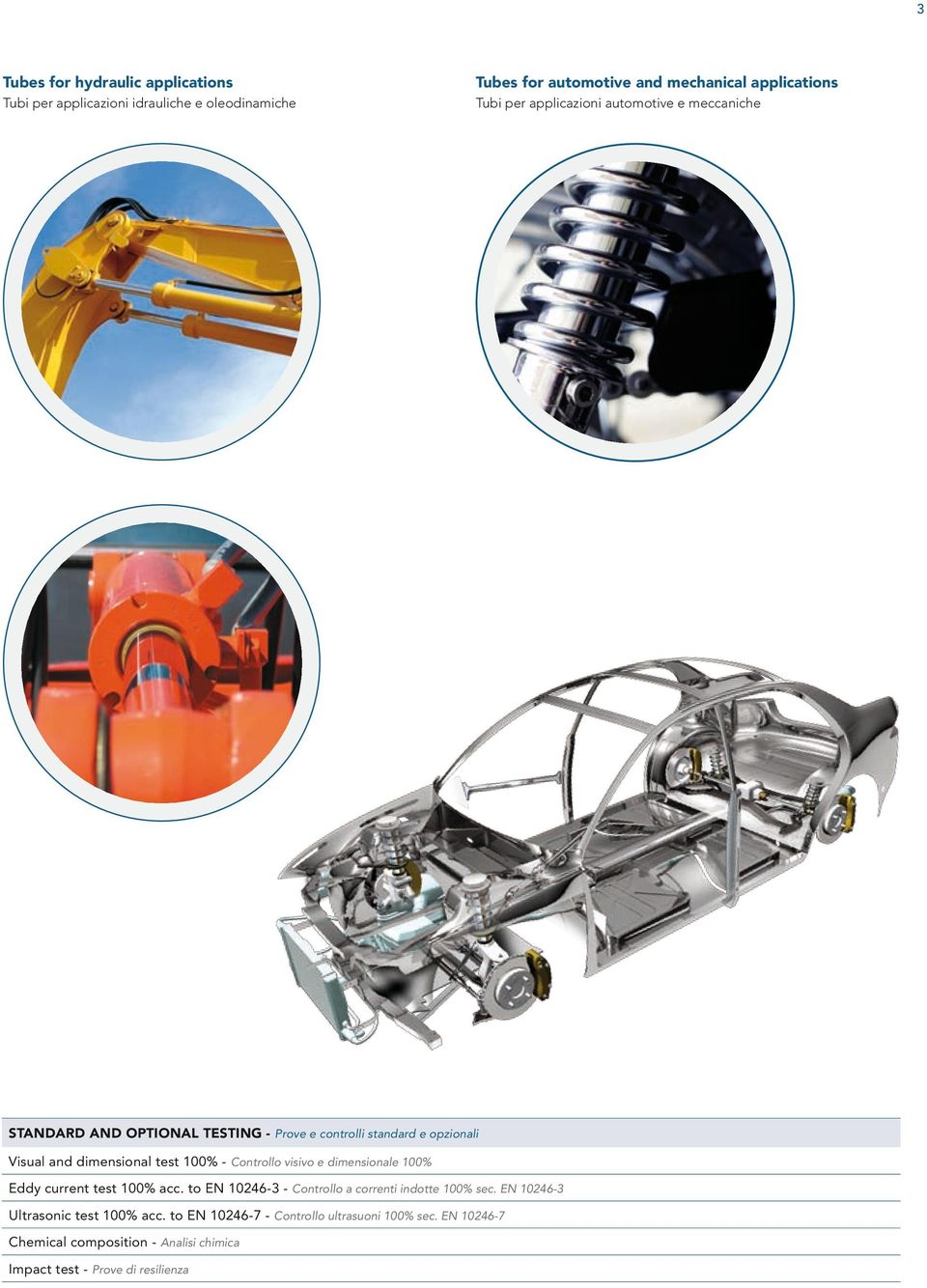 Controllo visivo e dimensionale 100% Eddy current test 100% acc. to EN 10246-3 - Controllo a correnti indotte 100% sec.