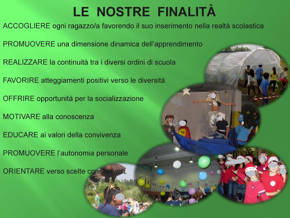 scuola FAVORIRE atteggiamenti positivi verso le diversità OFFRIRE opportunità per la socializzazione