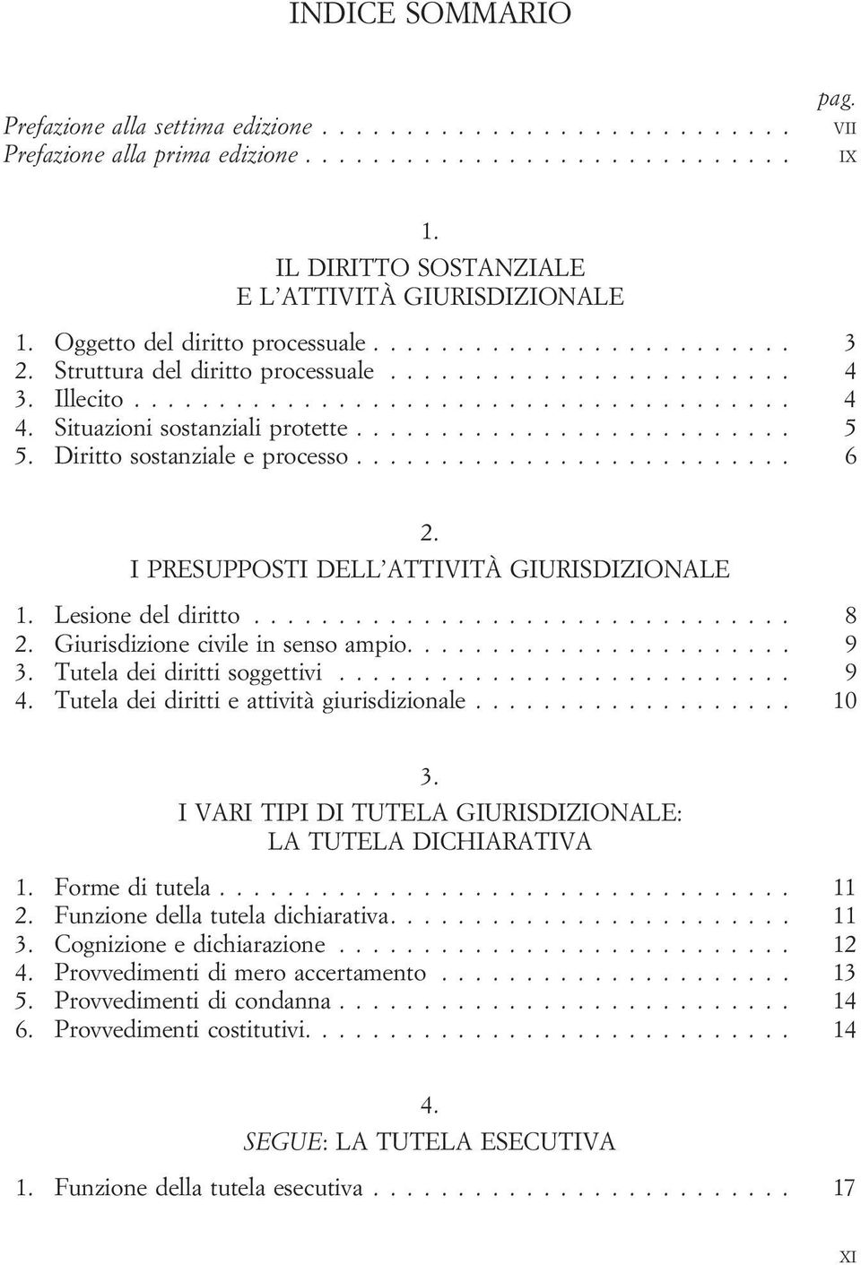 Situazioni sostanziali protette.......................... 5 5. Diritto sostanziale e processo.......................... 6 2. I PRESUPPOSTI DELL ATTIVITÀ GIURISDIZIONALE 1. Lesione del diritto................................ 8 2.