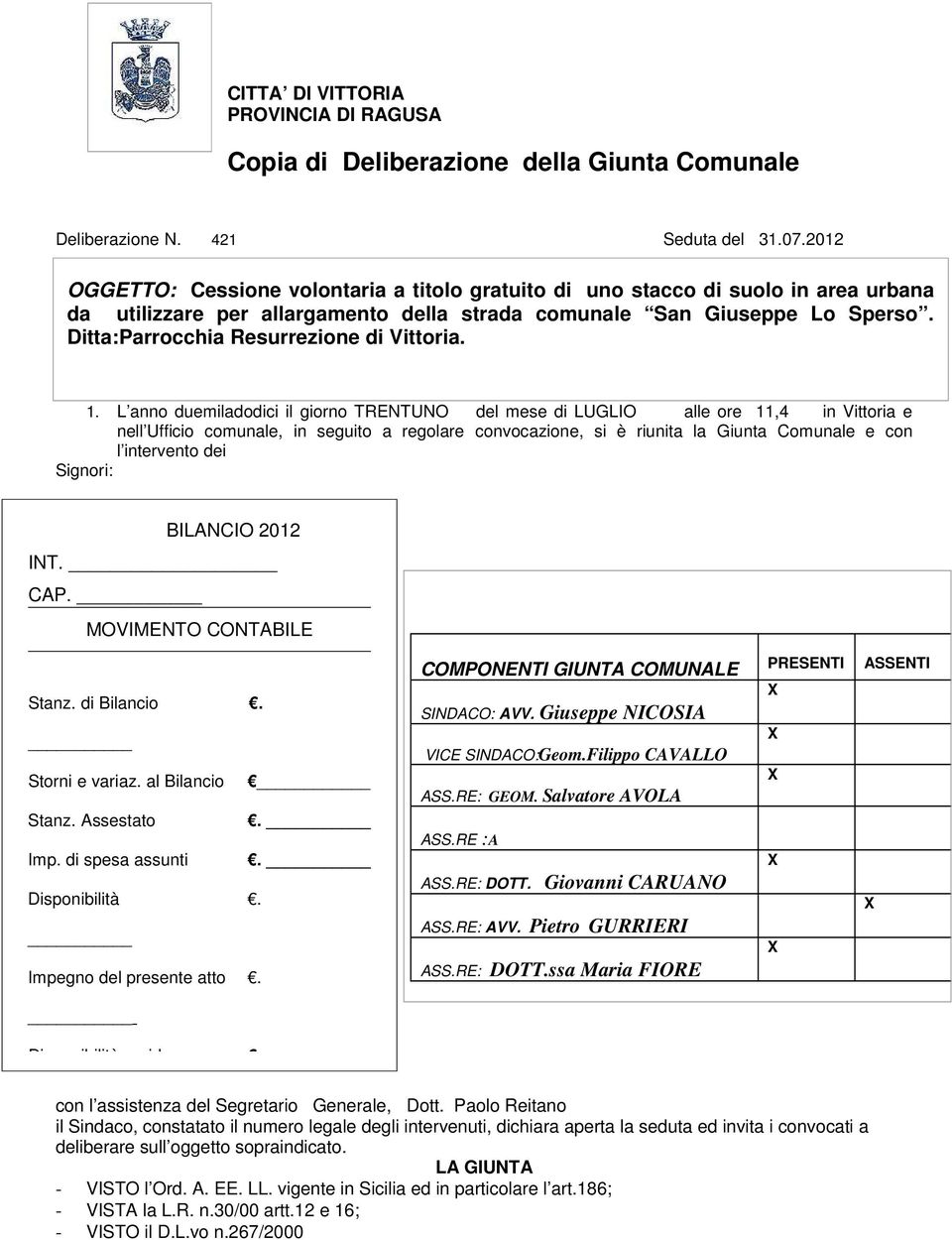 Ditta:Parrocchia Resurrezione di Vittoria. 1.