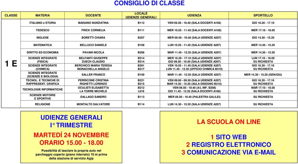 45-12.35 (SALA UDIENZE A207) MER 14.30-15.20 1 E (FISICA) (CHIMICA) (SCIENZE E BIOLOGIA) TECNOL. E TECNICHE DI RAPPRESENT.