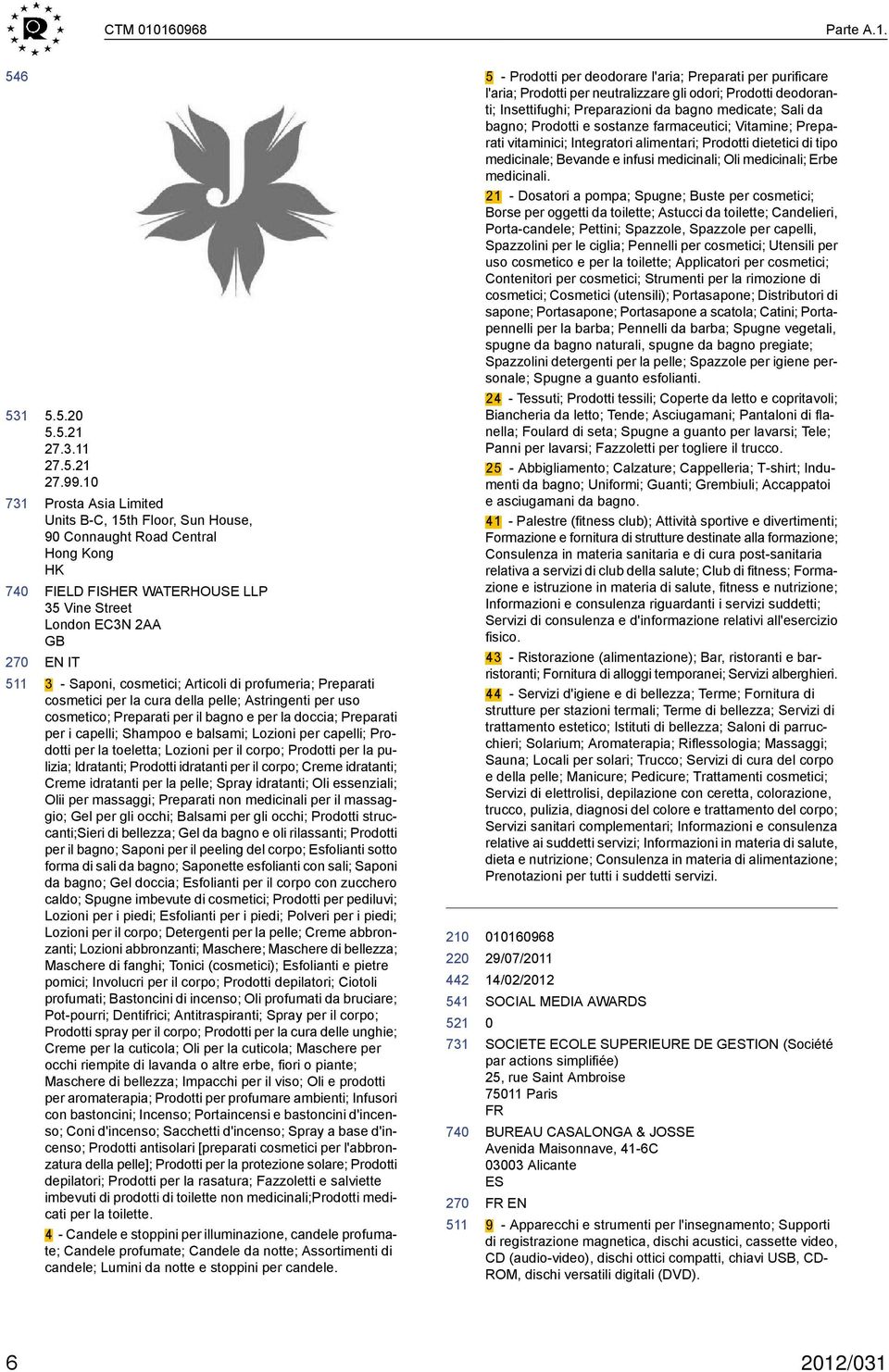 profumeria; Preparati cosmetici per la cura della pelle; Astringenti per uso cosmetico; Preparati per il bagno e per la doccia; Preparati per i capelli; Shampoo e balsami; Lozioni per capelli;