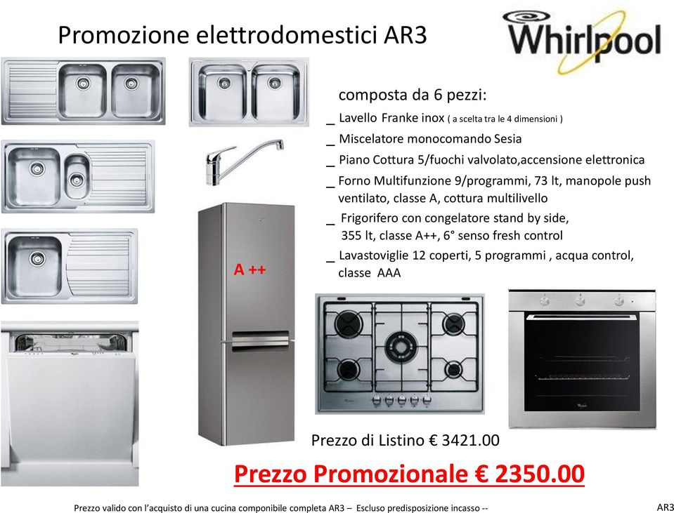 A++, 6 senso fresh control _ Lavastoviglie 12 coperti, 5 programmi, acqua control, classe AAA Prezzo di Listino 3421.