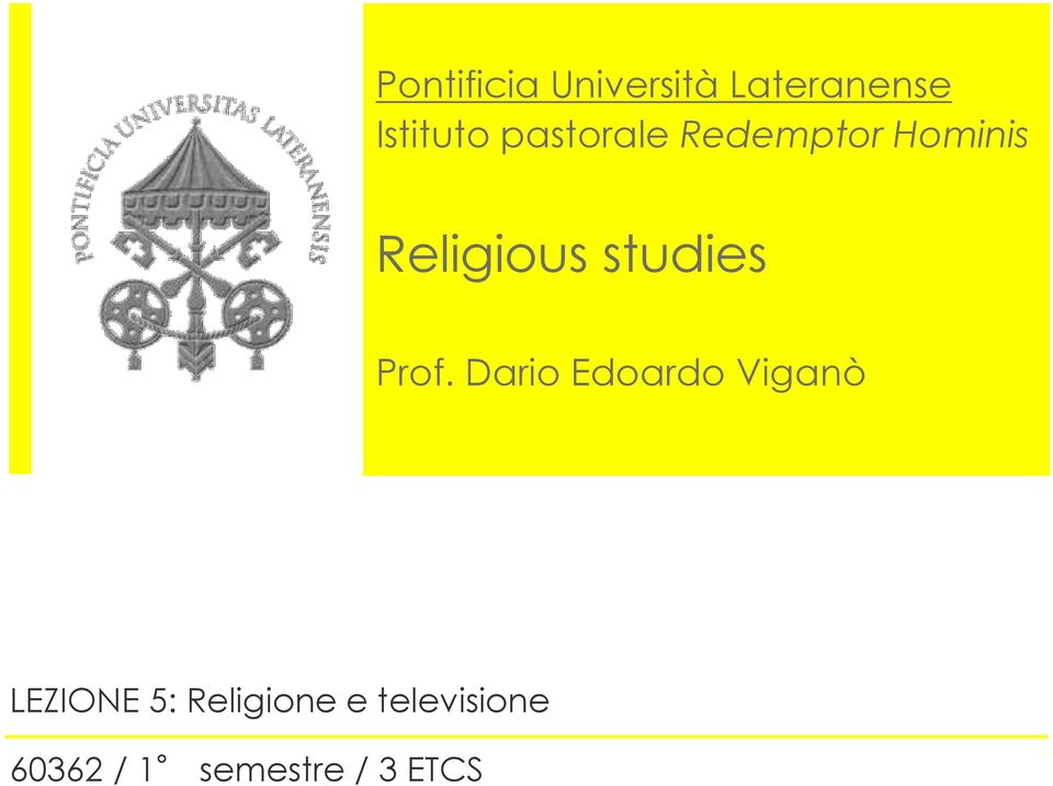 Religious studies LEZIONE 5: