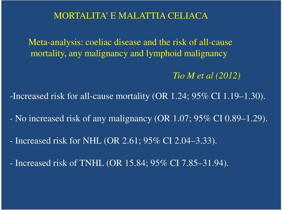 (OR 1.24; 95% CI 1.19 1.30). - No increased risk of any malignancy (OR 1.07; 95% CI 0.89 1.29).