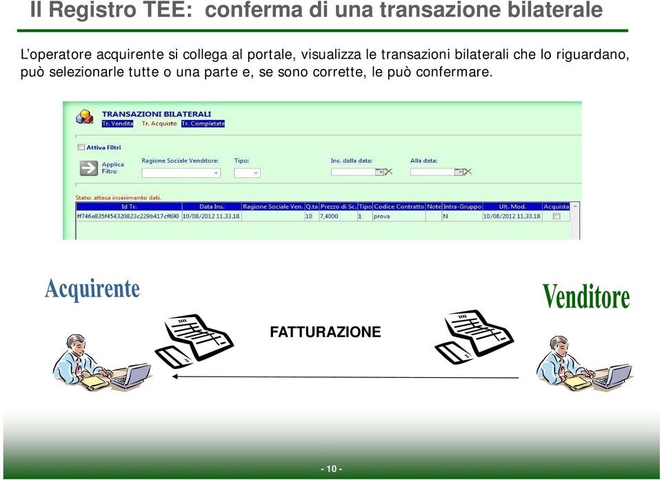 transazioni bilaterali che lo riguardano, può selezionarle