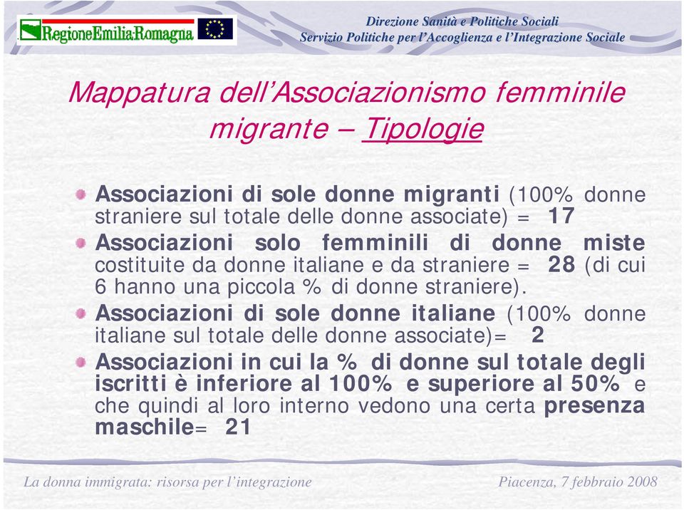 piccola % di donne straniere).