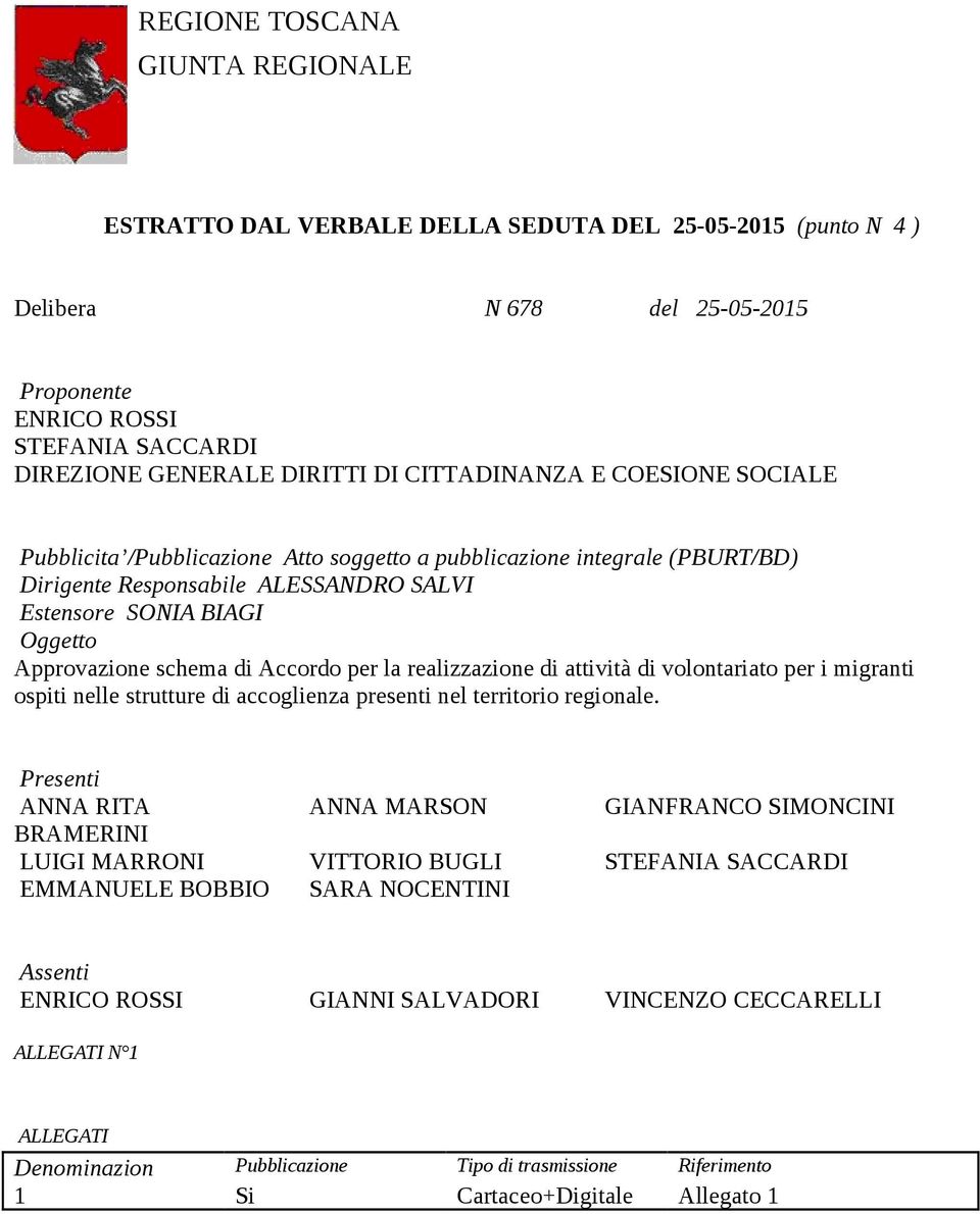 di Accordo per la realizzazione di attività di volontariato per i migranti ospiti nelle strutture di accoglienza presenti nel territorio regionale.