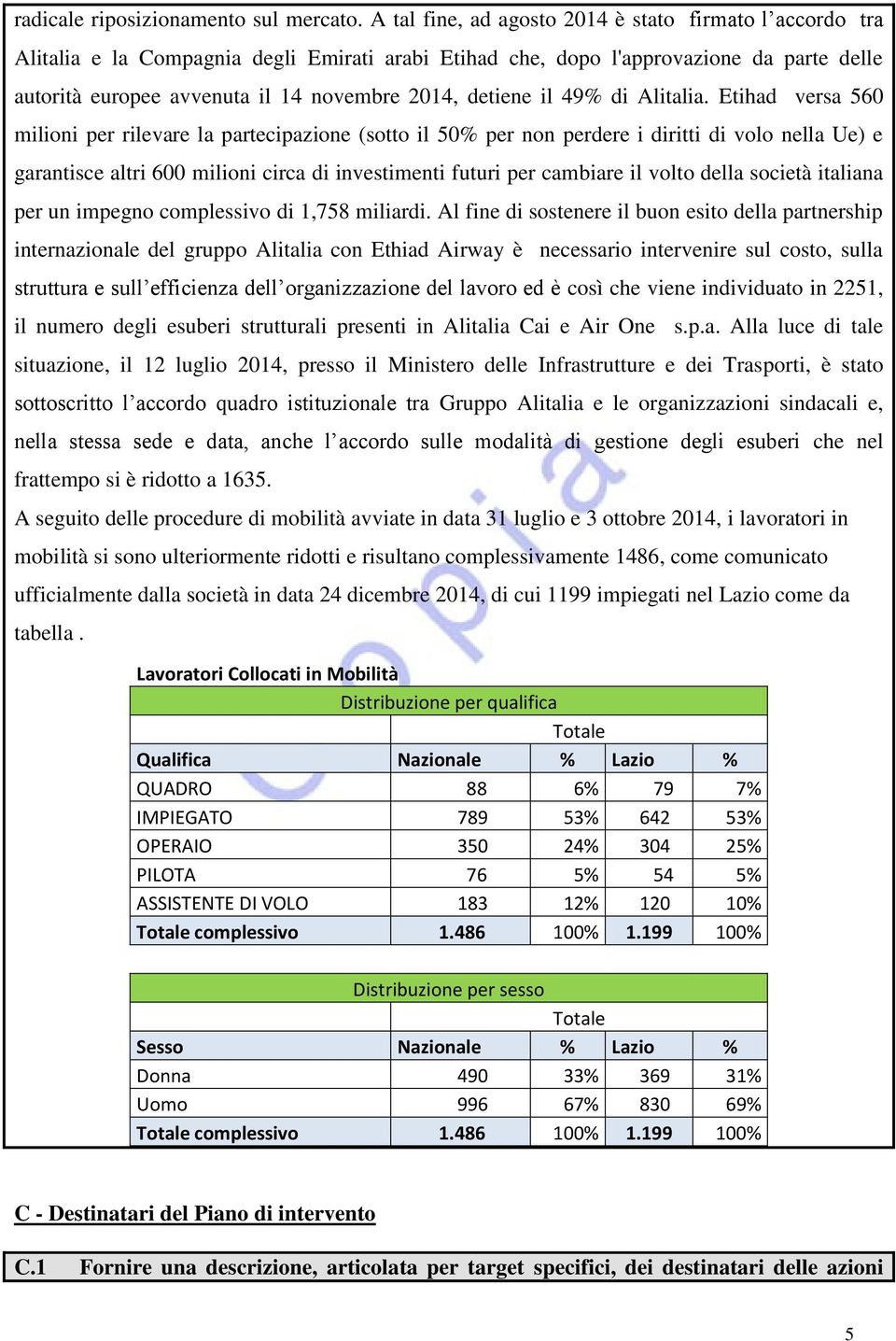 detiene il 49% di Alitalia.