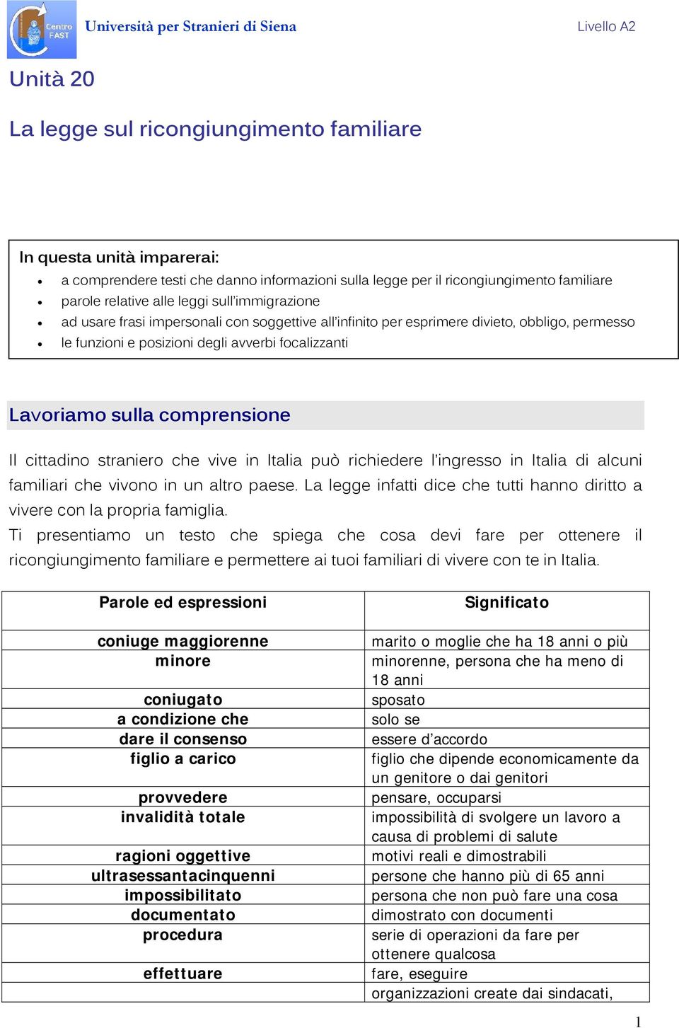 cittadino straniero che vive in Italia può richiedere l ingresso in Italia di alcuni familiari che vivono in un altro paese.