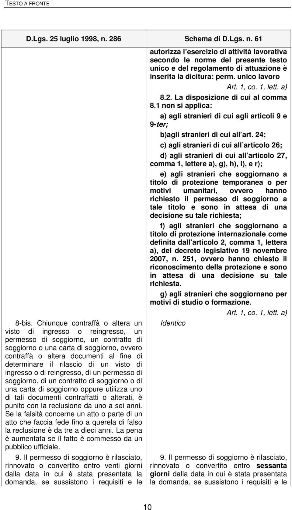 il rilascio di un visto di ingresso o di reingresso, di un permesso di soggiorno, di un contratto di soggiorno o di una carta di soggiorno oppure utilizza uno di tali documenti contraffatti o