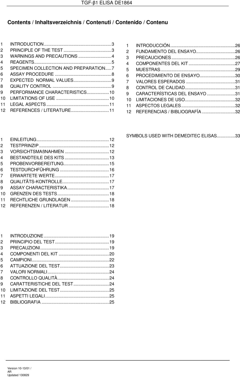 .. 11 1 INTRODUCCIÓN...26 2 FUNDAMENTO DEL ENSAYO...26 3 PRECAUCIONES...26 4 COMPONENTES DEL KIT...27 5 MUESTRAS...29 6 PROCEDIMIENTO DE ENSAYO...30 7 VALORES ESPERADOS...31 8 CONTROL DE CALIDAD.