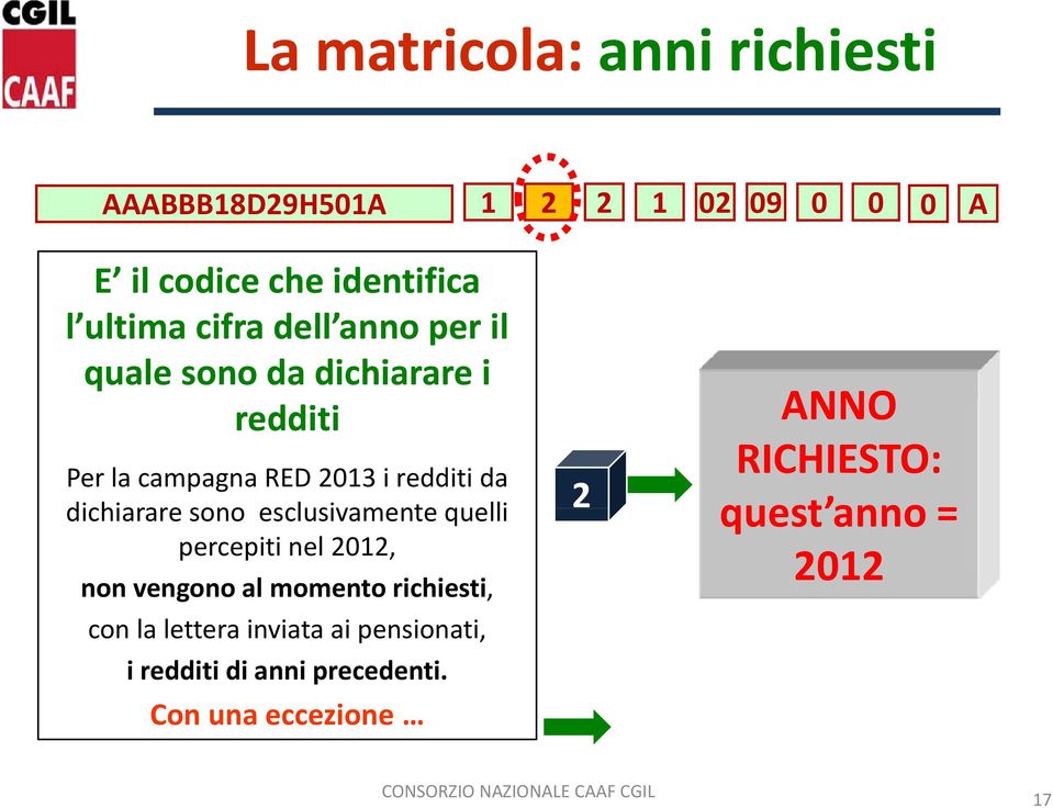 dichiararesono esclusivamente quelli percepiti nel 2012, non vengono al momento richiesti, con la