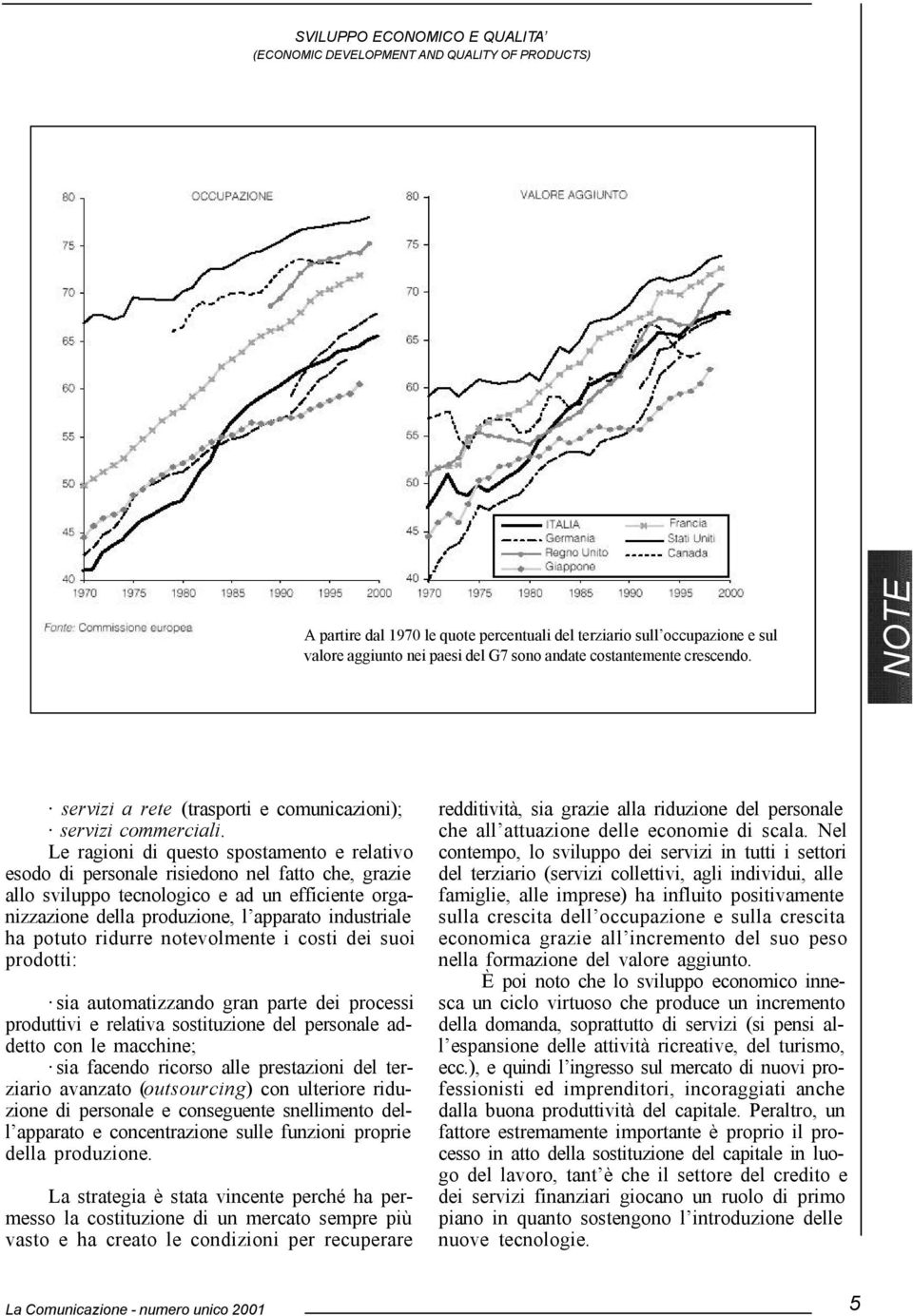 Le ragioni di questo spostamento e relativo esodo di personale risiedono nel fatto che, grazie allo sviluppo tecnologico e ad un efficiente organizzazione della produzione, l apparato industriale ha