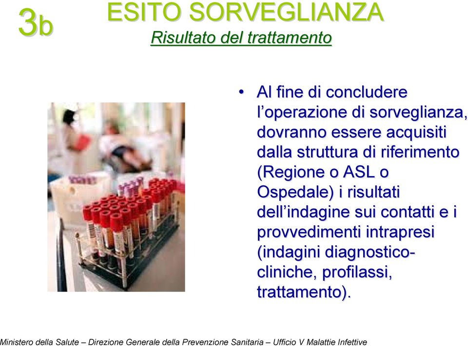 riferimento (Regione o ASL o Ospedale) i risultati dell indagine sui contatti