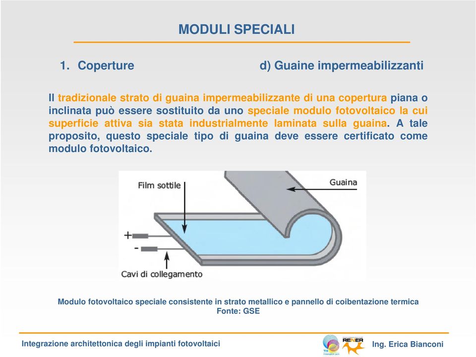 inclinata può essere sostituito da uno speciale modulo fotovoltaico la cui superficie attiva sia stata industrialmente