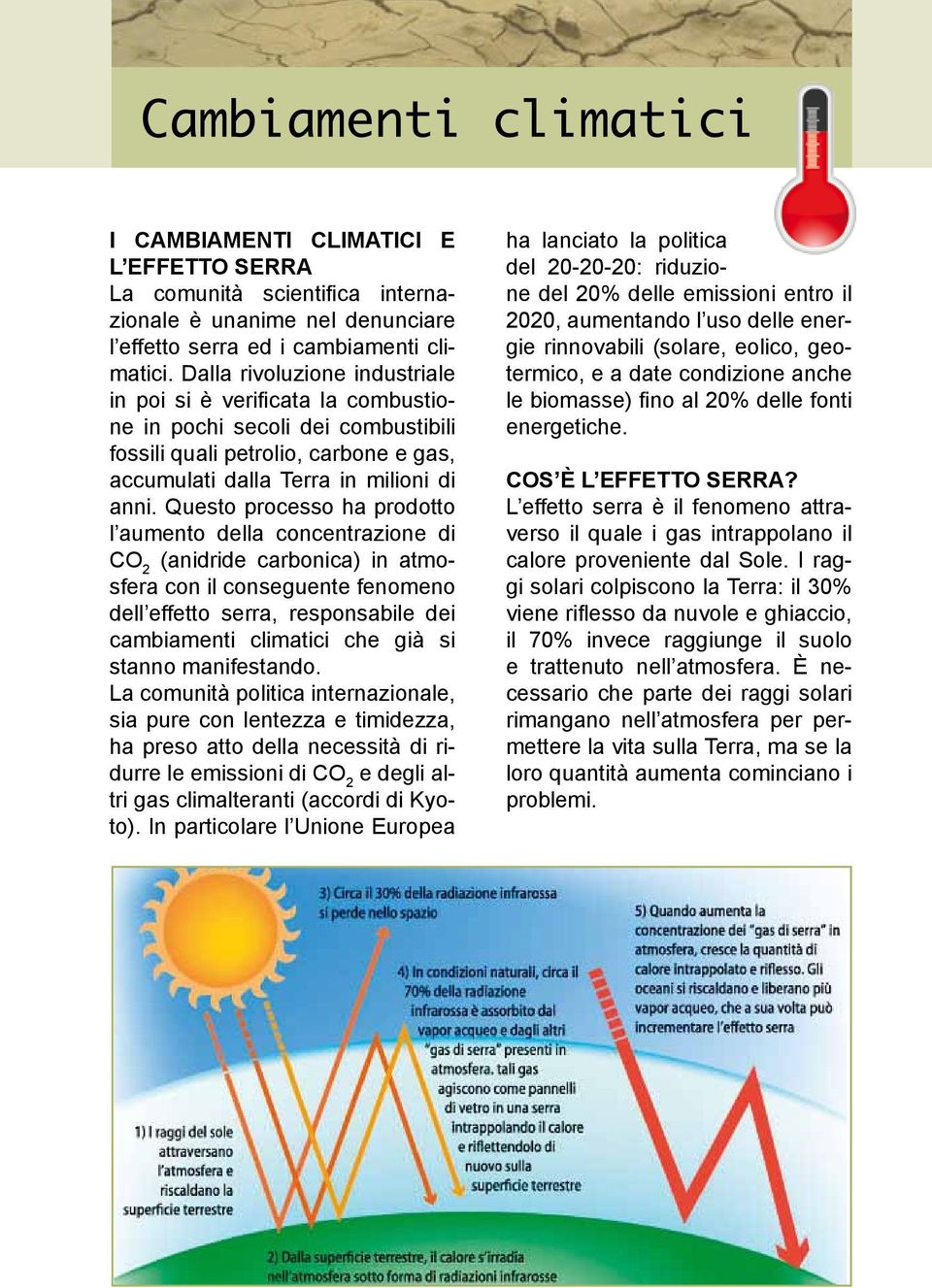 Questo processo ha prodotto l aumento della concentrazione di CO 2 (anidride carbonica) in atmosfera con il conseguente fenomeno dell effetto serra, responsabile dei cambiamenti climatici che già si