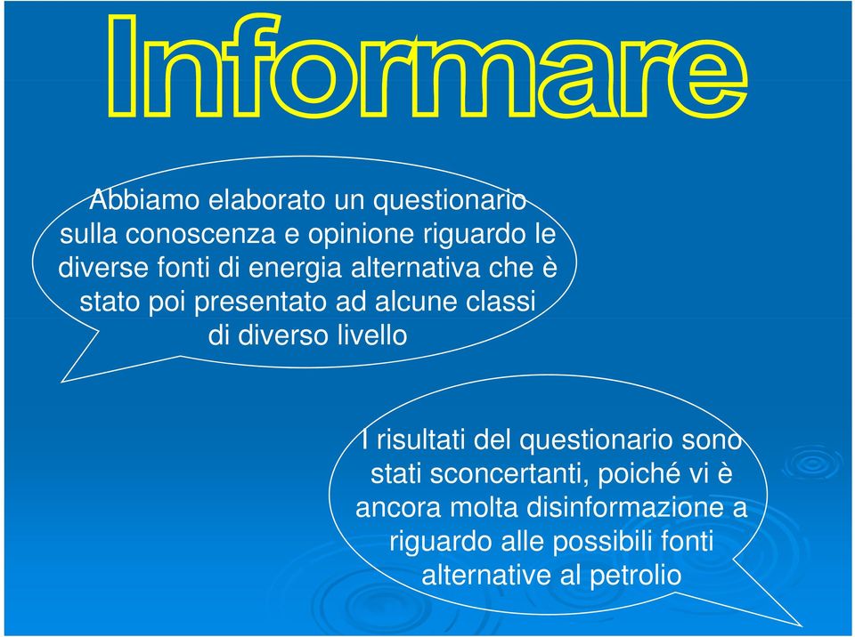 di diverso livello I risultati del questionario sono stati sconcertanti, poiché