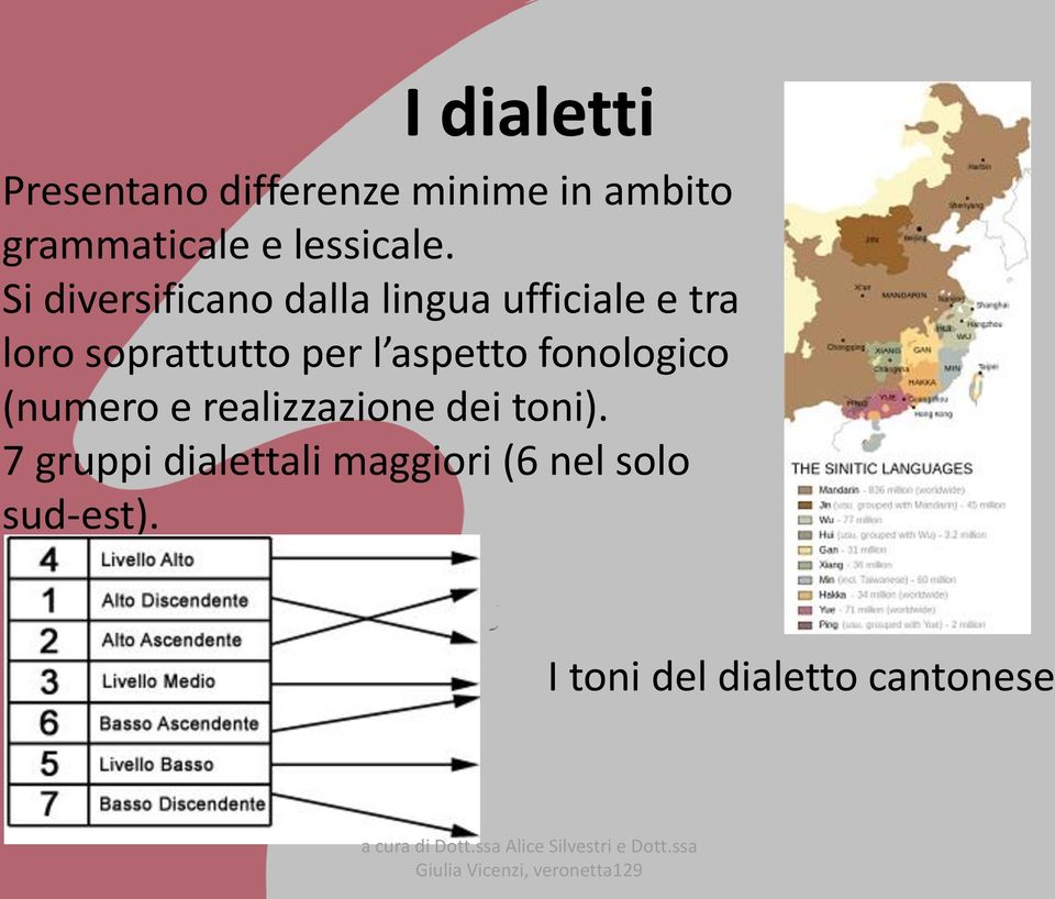 Si diversificano dalla lingua ufficiale e tra loro soprattutto per l